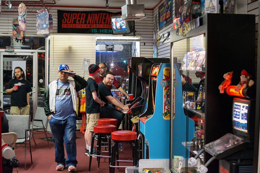 Collectors gathered inside the Digital Press retro game store in Clifton, New Jersey