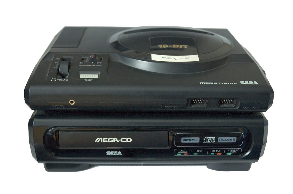 European Sega Mega Drive sitting on top of a Mega-CD add-on